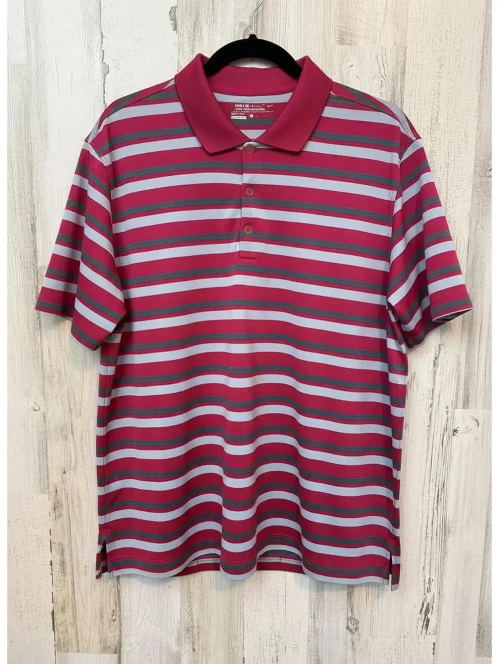 Nike Men's Large Tour Performance Striped Polo Shirt Dri-FIT